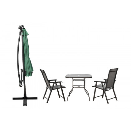 LeisureMod Willry Modern Outdoor 10 Ft Offset Cantilever Hanging Patio Umbrella with Solar Powered Led - Green