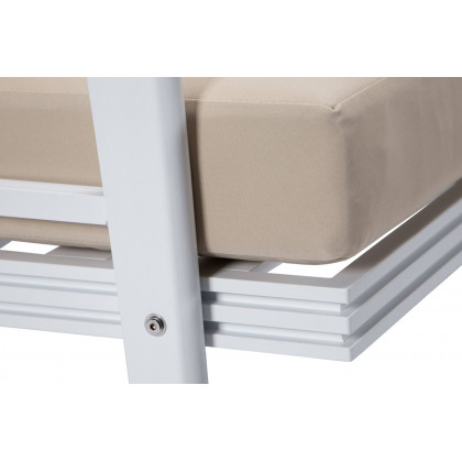 LeisureMod Walbrooke Modern White Patio Conversation With Square Fire Pit & Tank Holder - Beige
