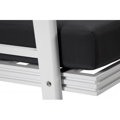LeisureMod Walbrooke Modern White Patio Conversation With Square Fire Pit & Tank Holder - Charcoal