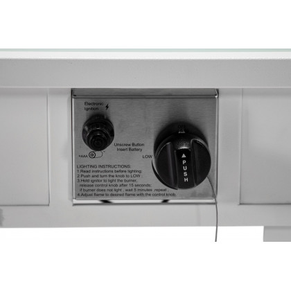 LeisureMod Walbrooke Modern White Patio Conversation With Square Fire Pit & Tank Holder - Light Gray