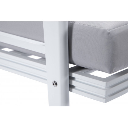 LeisureMod Walbrooke Modern White Patio Conversation With Square Fire Pit & Tank Holder - Light Gray