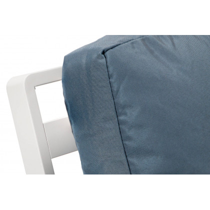 LeisureMod Walbrooke Modern White Patio Conversation With Square Fire Pit & Tank Holder - Navy Blue