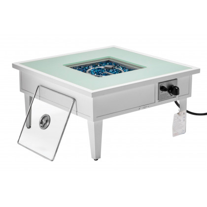 LeisureMod Walbrooke Outdoor Patio Square Fire Pit and Tank Holder - White