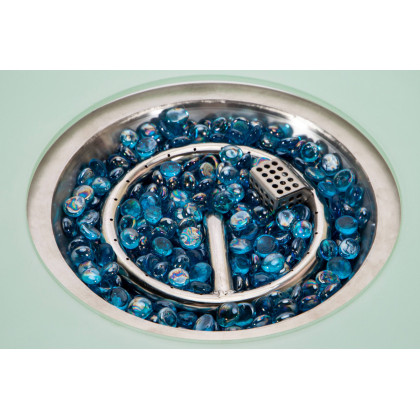 LeisureMod Walbrooke Modern White Patio Conversation With Round Fire Pit & Tank Holder - Gray