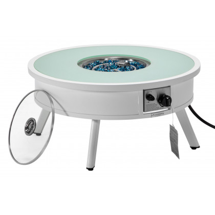 LeisureMod Walbrooke Outdoor Patio Round Fire Pit and Tank Holder - White