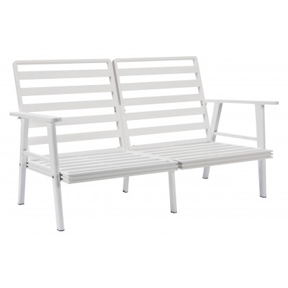 LeisureMod Walbrooke Modern Outdoor Patio Loveseat with White Aluminum Frame and Removable Cushions - Gray