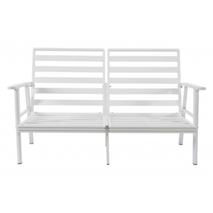 LeisureMod Walbrooke Modern Outdoor Patio Loveseat with White Aluminum Frame and Removable Cushions - Gray
