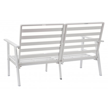 LeisureMod Walbrooke Modern Outdoor Patio Loveseat with White Aluminum Frame and Removable Cushions - Gray