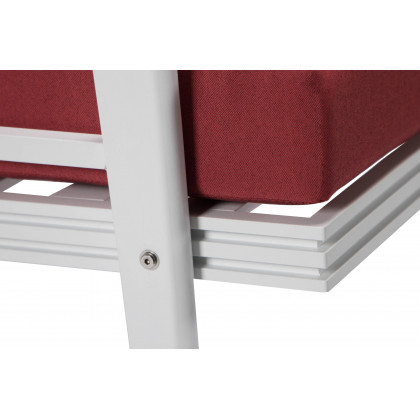 LeisureMod Walbrooke Modern Outdoor Patio Loveseat with White Aluminum Frame and Removable Cushions - Red