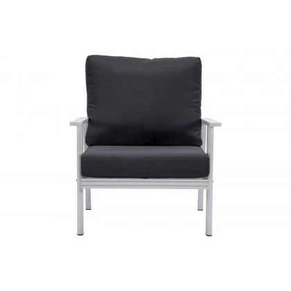 LeisureMod Walbrooke Modern 3-Piece Outdoor Patio Set with White Aluminum Frame - Charcoal