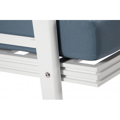 LeisureMod Walbrooke Modern 3-Piece Outdoor Patio Set with White Aluminum Frame - Navy Blue