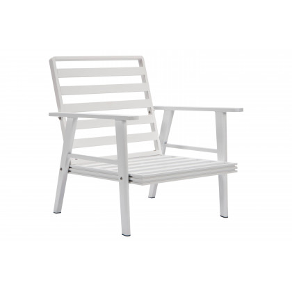LeisureMod Walbrooke Modern 3-Piece Outdoor Patio Set with White Aluminum Frame - Navy Blue