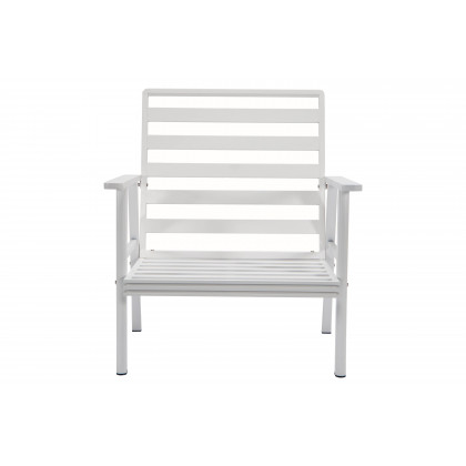 LeisureMod Walbrooke Modern 3-Piece Outdoor Patio Set with White Aluminum Frame - Navy Blue