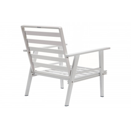 LeisureMod Walbrooke Modern 3-Piece Outdoor Patio Set with White Aluminum Frame - Navy Blue
