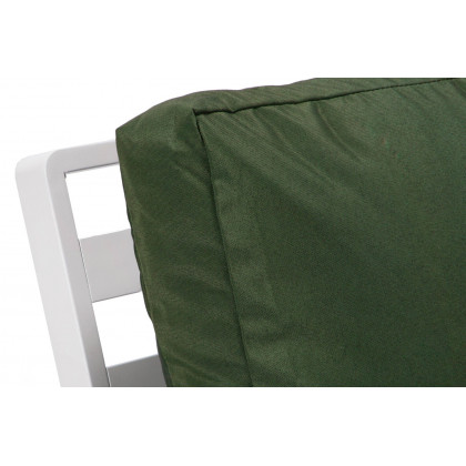 LeisureMod Walbrooke Modern White Patio Conversation With Square Fire Pit With Slats Design & Tank Holder - Green
