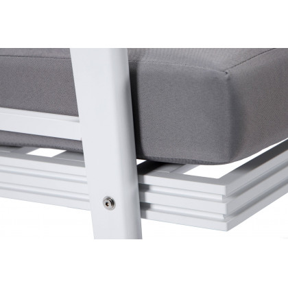 LeisureMod Walbrooke Modern White Patio Conversation With Square Fire Pit With Slats Design & Tank Holder - Gray