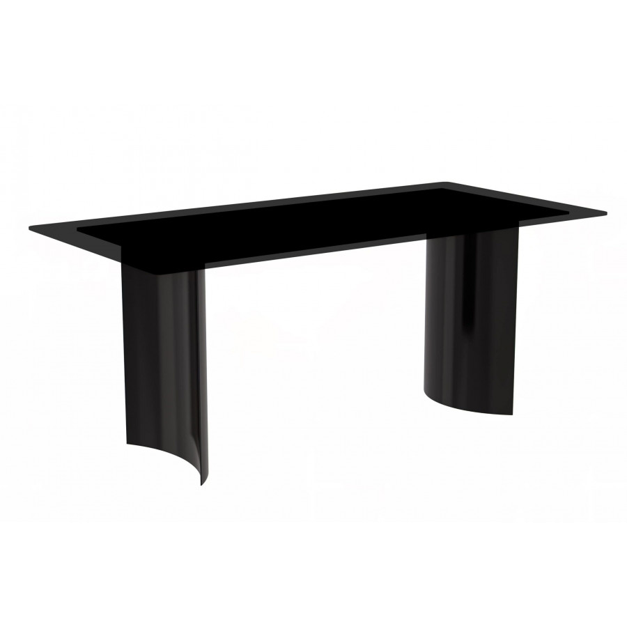 LeisureMod - Zara Mid-Century Modern 55" Rectangular Dining Table with Glass/Sintered Stone Top