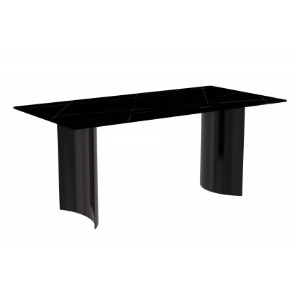 LeisureMod - Zara Mid-Century Modern 55" Rectangular Dining Table with Glass/Sintered Stone Top