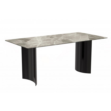 LeisureMod - Zara Mid-Century Modern 55" Rectangular Dining Table with Glass/Sintered Stone Top