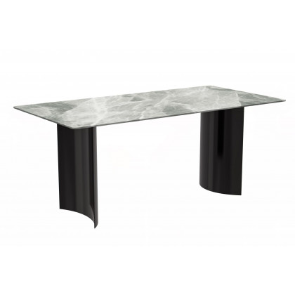 LeisureMod - Zara Mid-Century Modern 55" Rectangular Dining Table with Glass/Sintered Stone Top