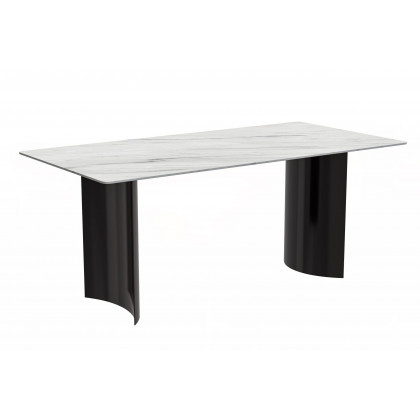 LeisureMod - Zara Mid-Century Modern 55" Rectangular Dining Table with Glass/Sintered Stone Top