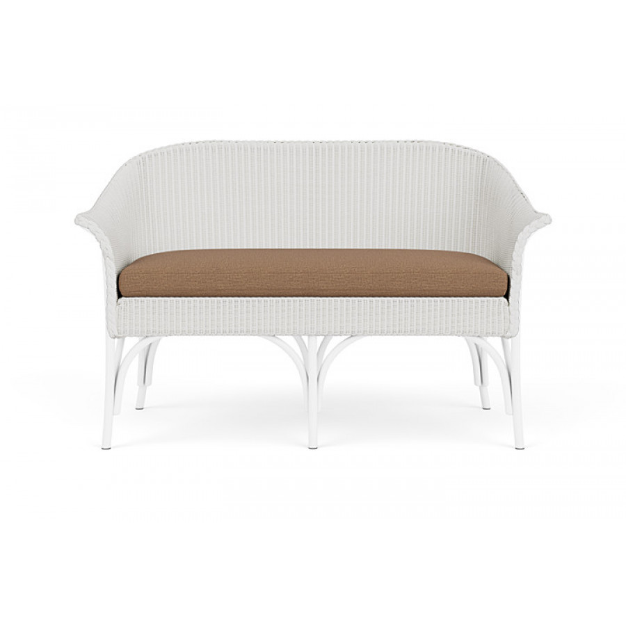 Lloyd Flanders™ All Seasons Settee - Matte White, Canvas Natural