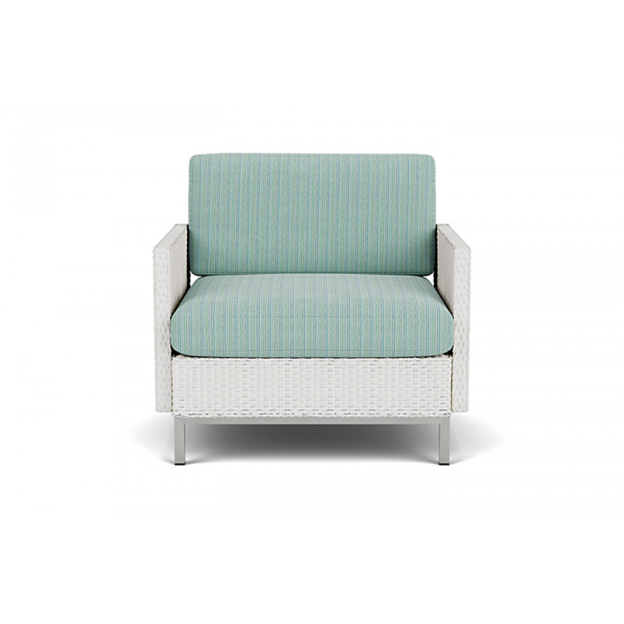 Lloyd Flanders™ Elements Lounge Chair with Stainless Steel Arms and Back - Matte White