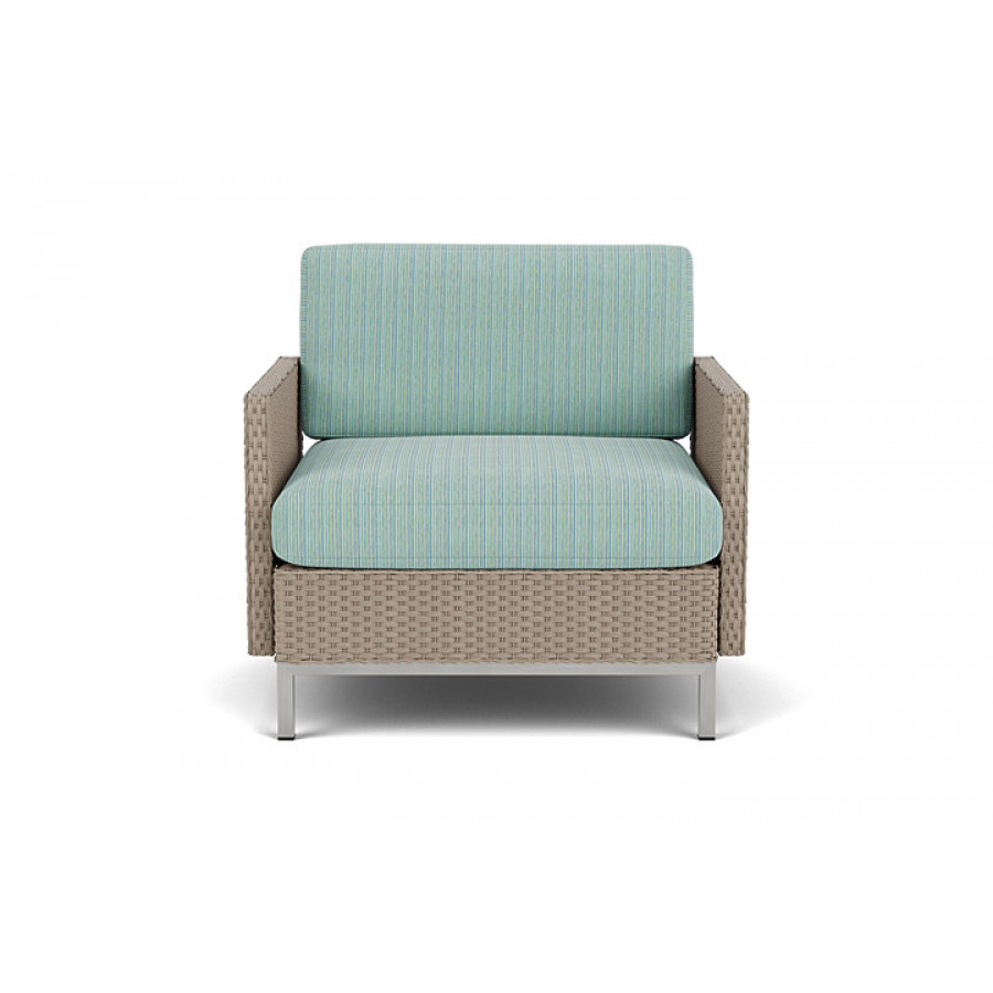 Lloyd Flanders™ Elements Lounge Chair with Stainless Steel Arms and Back - French Beige
