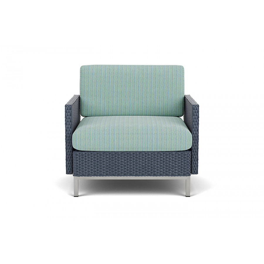 Lloyd Flanders™ Elements Lounge Chair with Stainless Steel Arms and Back - Denim Blue