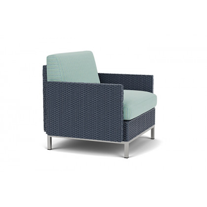 Lloyd Flanders™ Elements Lounge Chair with Stainless Steel Arms and Back - Denim Blue