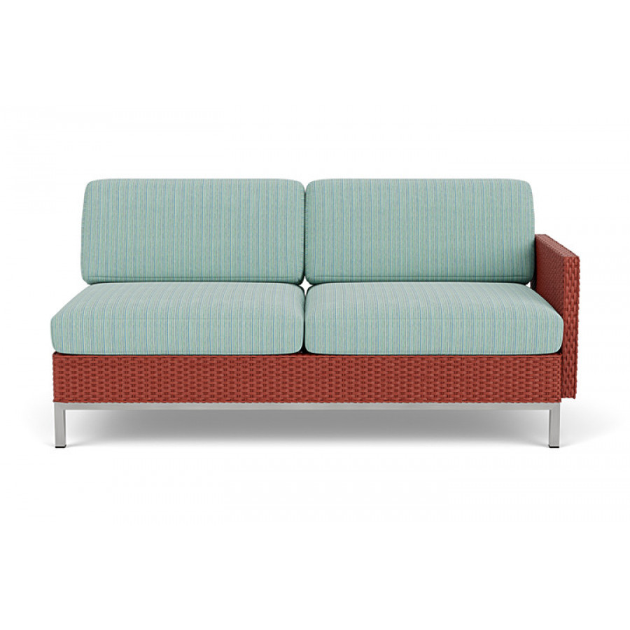 Lloyd Flanders™ Elements Left Arm Settee with Loom Arm and Back - Terracotta