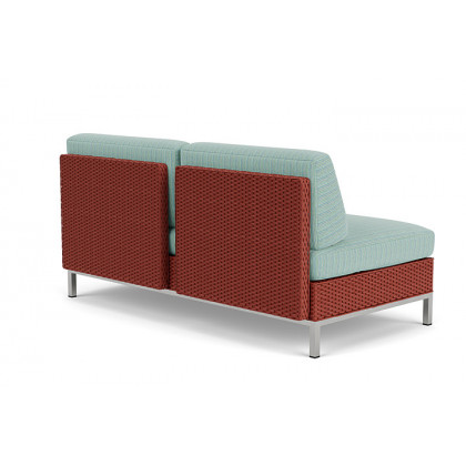Lloyd Flanders™ Elements Left Arm Settee with Loom Arm and Back - Terracotta