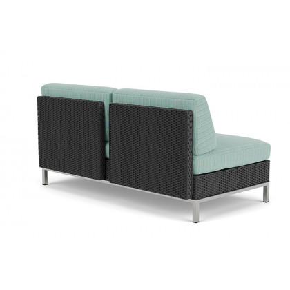 Lloyd Flanders™ Elements Left Arm Settee with Loom Arm and Back - Charcoal