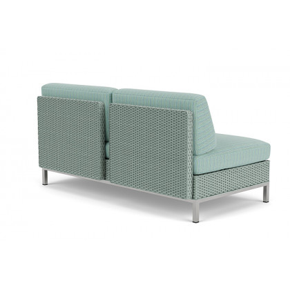 Lloyd Flanders™ Elements Left Arm Settee with Loom Arm and Back - Sea Glass