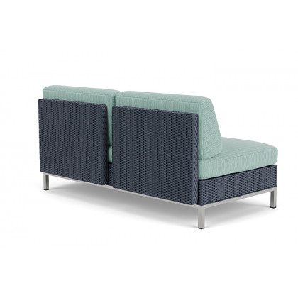 Lloyd Flanders™ Elements Left Arm Settee with Loom Arm and Back - Denim Blue