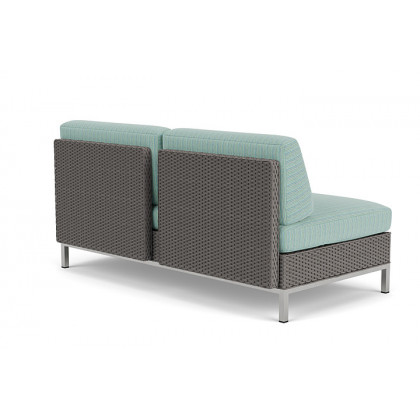 Lloyd Flanders™ Elements Left Arm Settee with Loom Arm and Back - Pewter