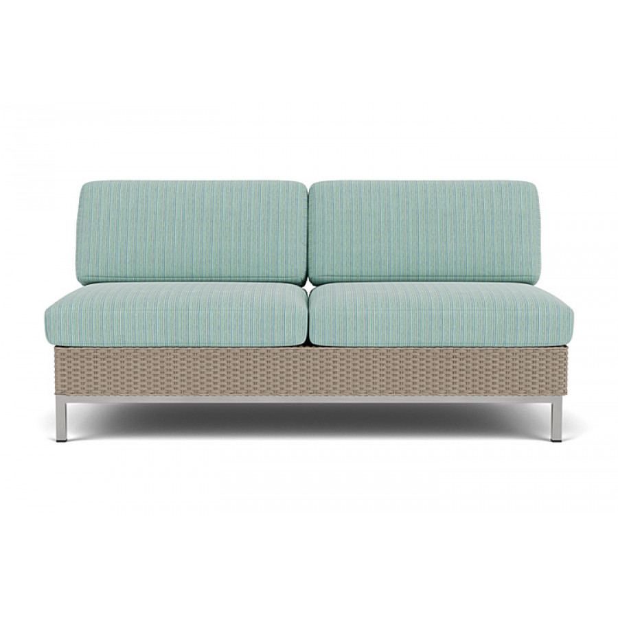 Lloyd Flanders™ Elements Armless Settee with Loom Back - French Beige