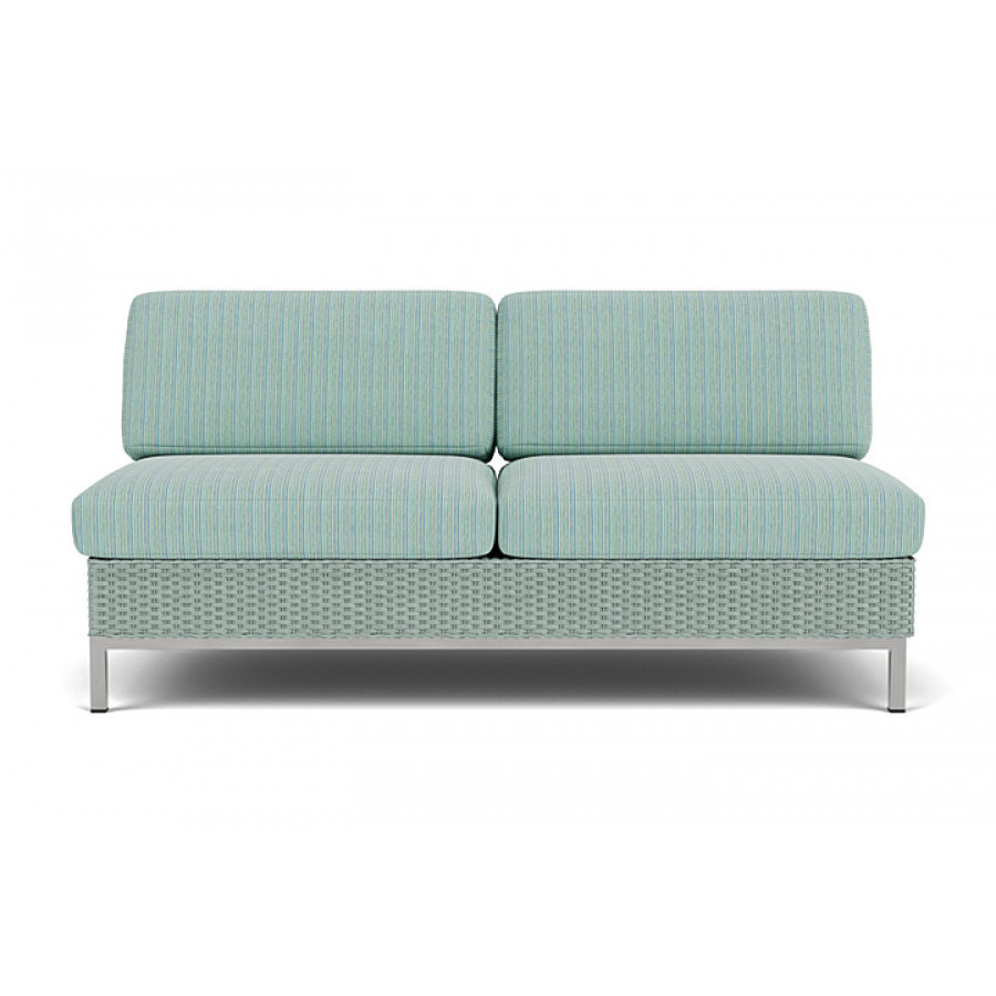 Lloyd Flanders™ Elements Armless Settee with Loom Back - Sea Glass