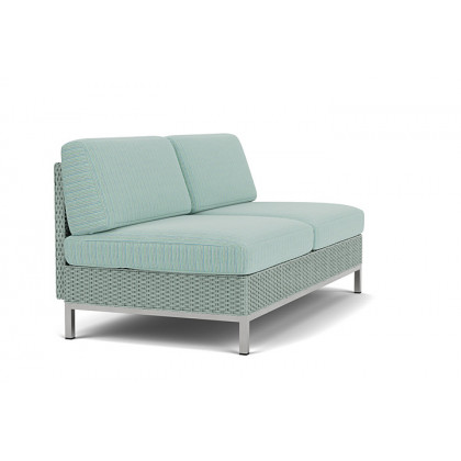 Lloyd Flanders™ Elements Armless Settee with Loom Back - Sea Glass