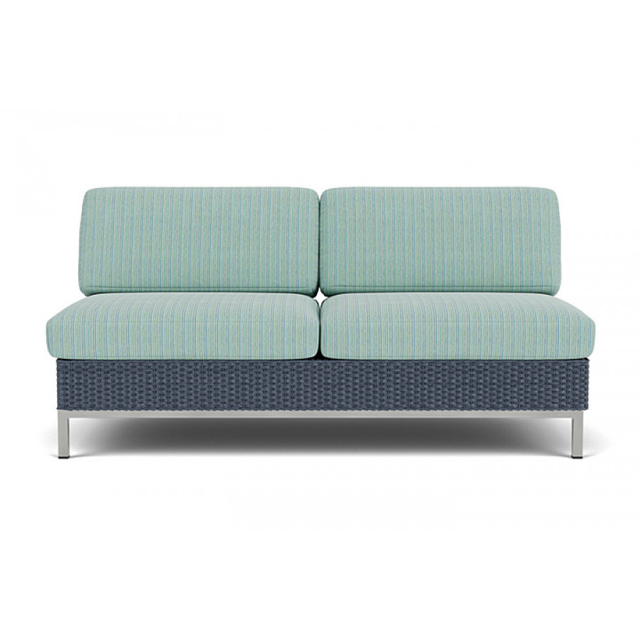 Lloyd Flanders™ Elements Armless Settee with Loom Back - Denim Blue
