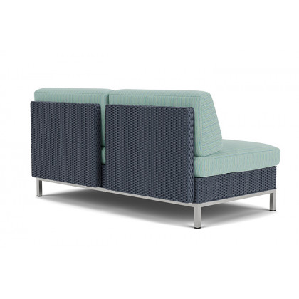 Lloyd Flanders™ Elements Armless Settee with Loom Back - Denim Blue
