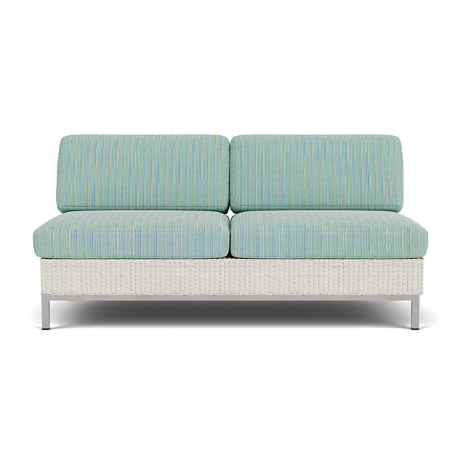 Lloyd Flanders™ Elements Armless Settee with Loom Back - Antique White
