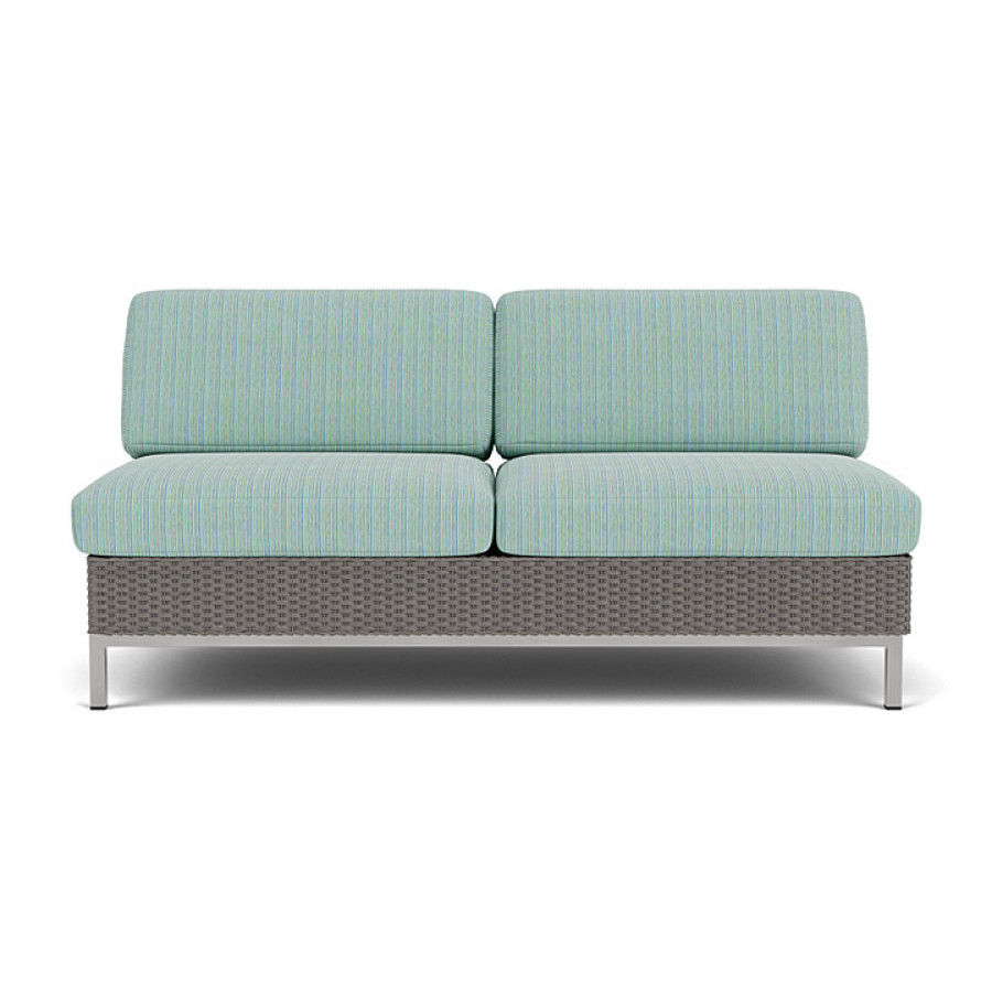 Lloyd Flanders™ Elements Armless Settee with Loom Back - Pewter