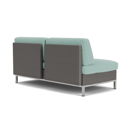 Lloyd Flanders™ Elements Armless Settee with Loom Back - Pewter
