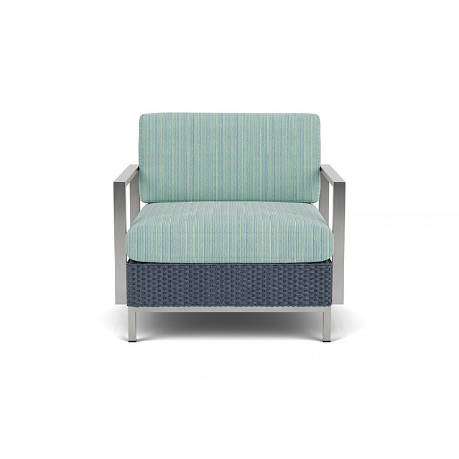 Lloyd Flanders™ Elements Lounge Chair with Stainless Steel Arms and Back - Denim Blue