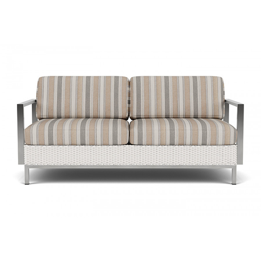 Lloyd Flanders™ Elements Settee with Stainless Steel Arms and Back - White