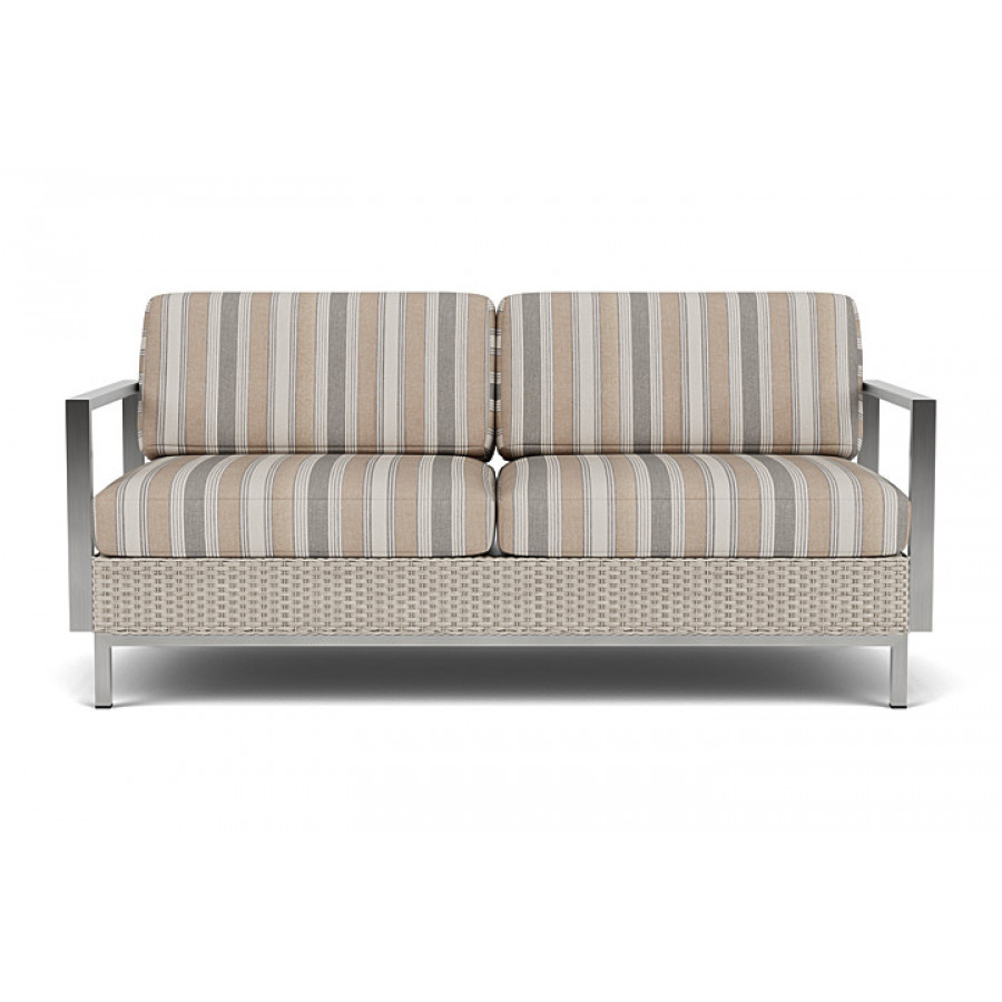 Lloyd Flanders™ Elements Settee with Stainless Steel Arms and Back - Linen