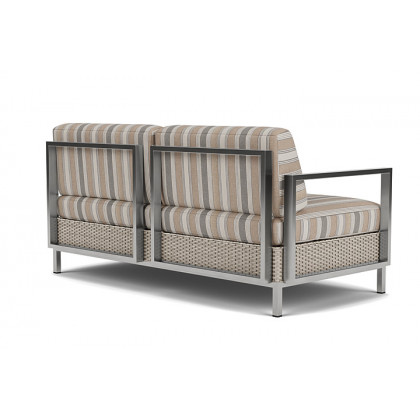 Lloyd Flanders™ Elements Settee with Stainless Steel Arms and Back - Linen