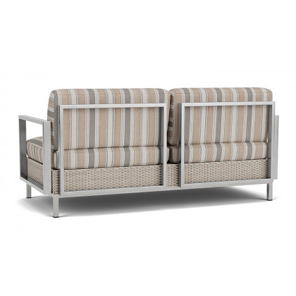 Lloyd Flanders™ Elements Settee with Stainless Steel Arms and Back - Linen