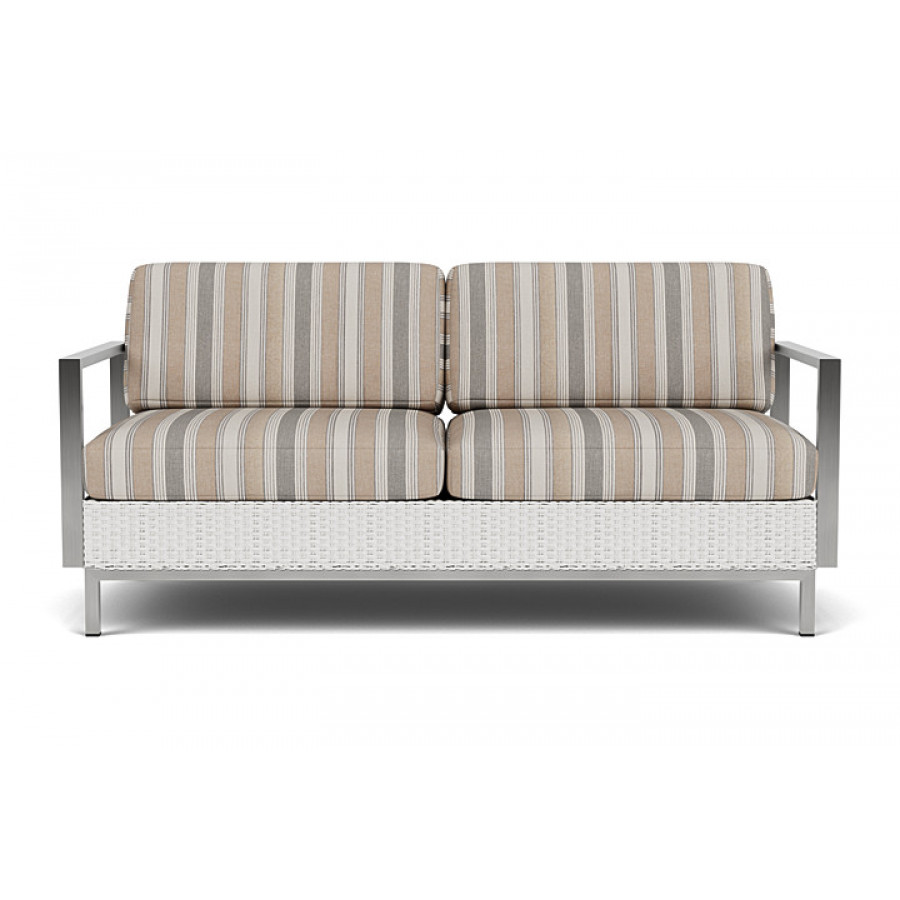 Lloyd Flanders™ Elements Settee with Stainless Steel Arms and Back - Matte White